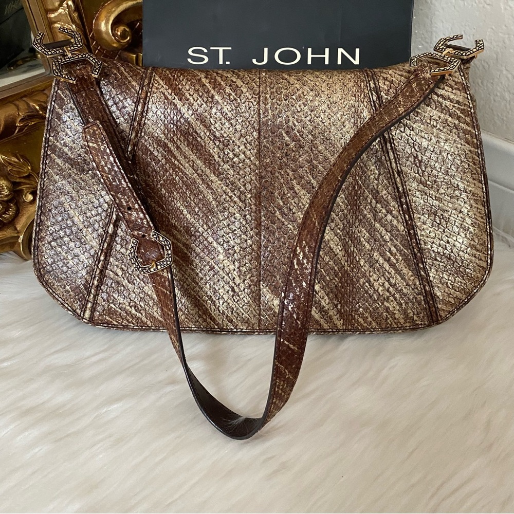St John Snakeskin Leather Shoulder Bag